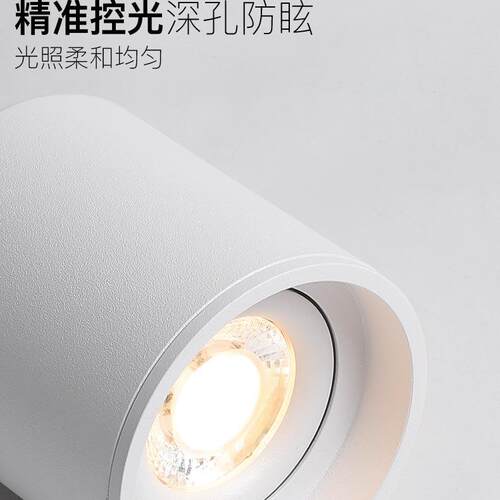 三棵松明装LED5W7W防眩可转动餐厅客厅客房过道免开孔吸顶式筒灯
