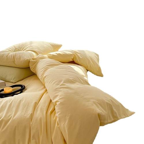 ins风简约纯色全棉被套单件日式水洗棉单人双人被罩单品素色床品