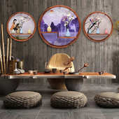 花梨木客厅玄关壁挂新中式 饰画 餐厅茶室禅意挂件置物架小博古架装