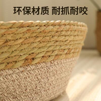 椭圆形藤编猫窝夏季清凉猫窝耐抓编织猫窝宠物编织床跨境工厂