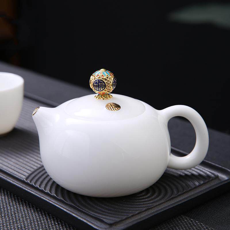 玩物尚置羊脂玉瓷茶壶陶瓷泡茶壶手工西施壶德化白瓷侧把茶壶单个图片