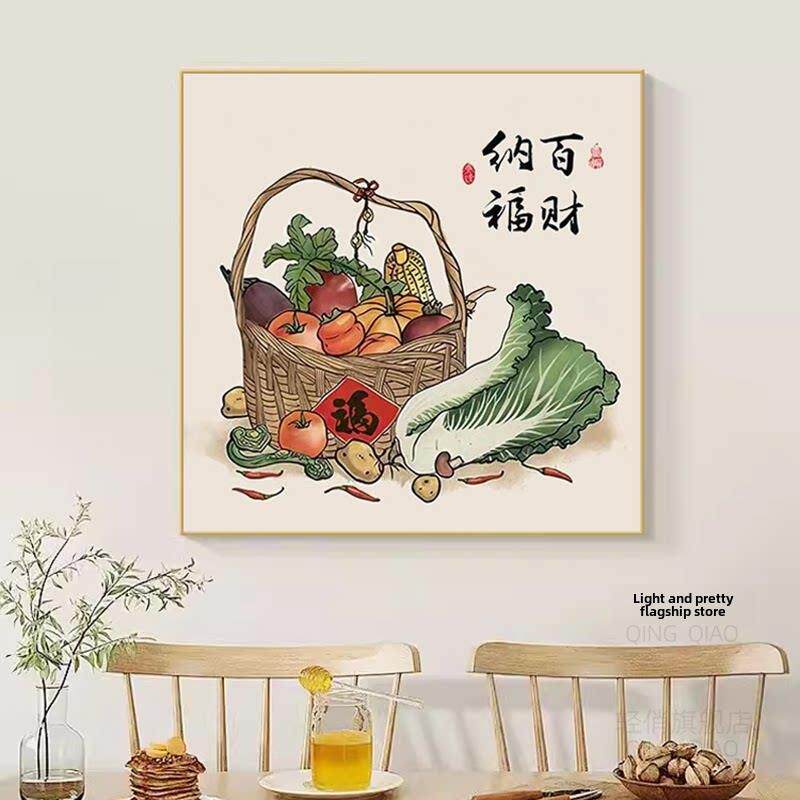 5D钻石画客厅2025全新全钻白菜百福餐厅砌体展示十字绣吸引财富和