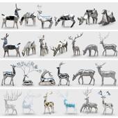 不锈钢鹿雕塑几何镜面户外园林抽象小鹿摆件镂空动物景观雕塑定制