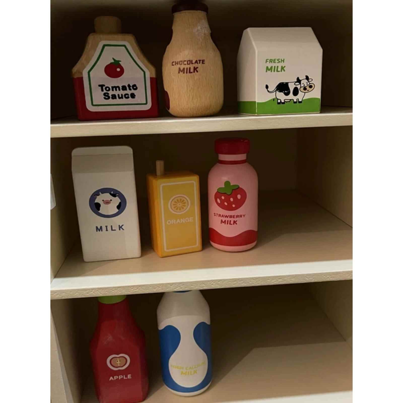 过家家玩具木制做饭玩具牛奶饮料瓶玩具儿童礼物