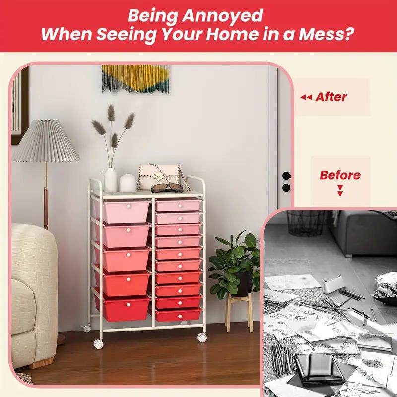 多功能推车架移动茶水柜客厅收纳柜抽屉式储物架带轮手推车置物架