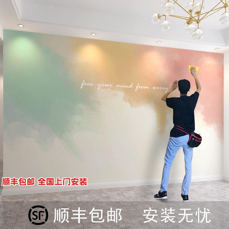 北欧电视背景墙壁纸艺术手绘抽象客厅沙发壁纸壁画 画卧室墙布