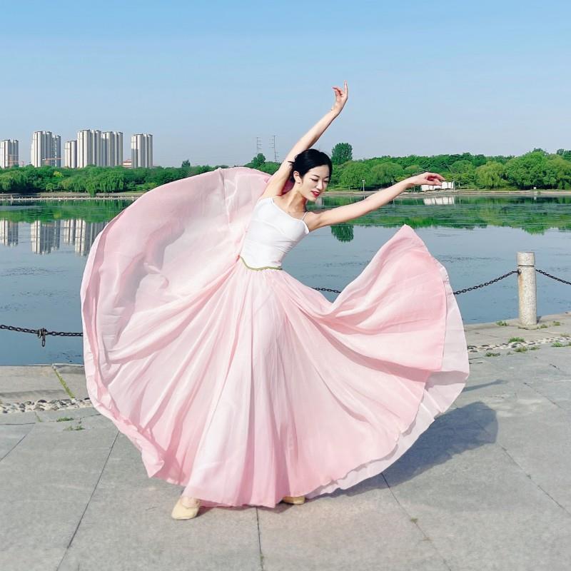 正品新国风舞大古典流舞度假风仙裙摆连体衣720度裙舞蹈裙舞蹈服