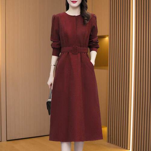 Ocnltiy春秋女装红色洋装喜婆婆婚宴装年轻喜妈妈礼服高贵旗袍