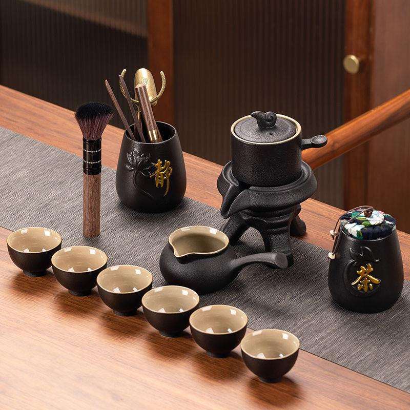 黑陶懒人自动茶具套装家用茶杯办公室会客送礼冲茶器