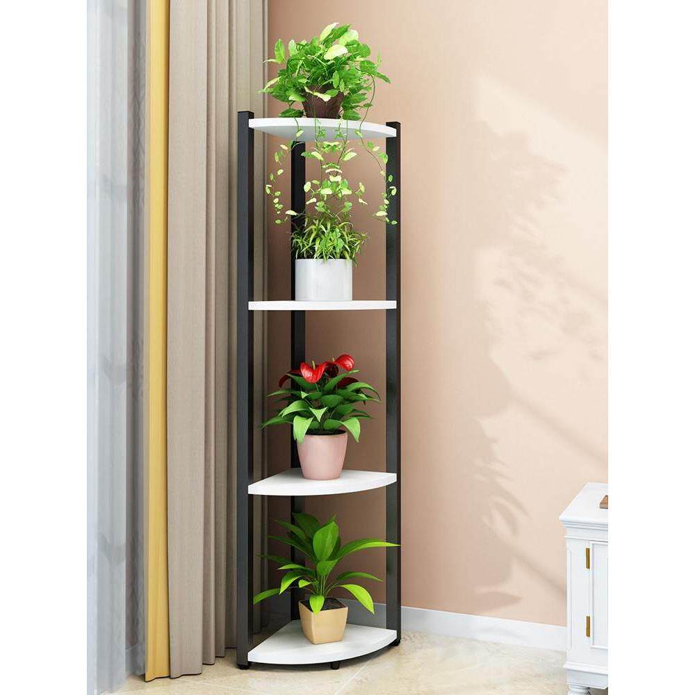 8墙角花架子 室内 三角直角置物花架铁艺转拐角多层三角形客厅落