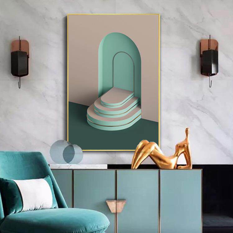 摩登脏粉北欧轻奢装饰画客厅拱门挂画卧室玄关少女粉色糖果色壁画