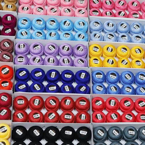 双丝光烧毛8号全棉蕾丝线钩针手编线10克球 Cotton Pearl Thread