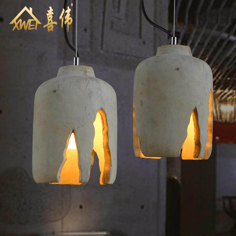 工业风吊灯美式复古艺术灯具创意个性餐厅吧台水泥小吊灯2023新款