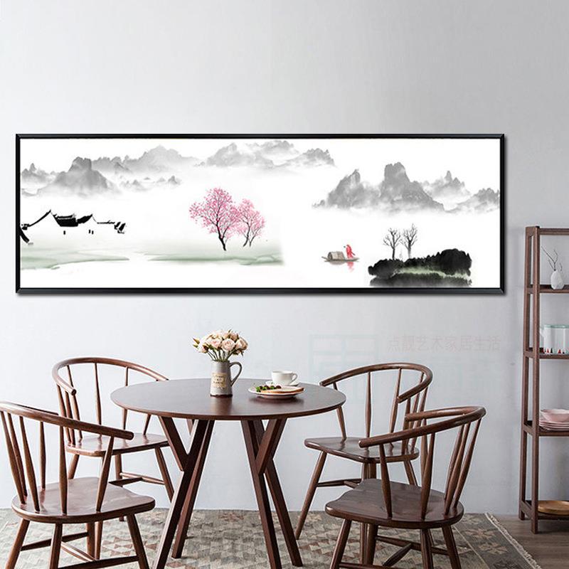 主床头挂卧画温馨山水新中ali-6790式房间画沙发茶室装饰画客厅背