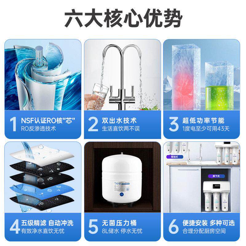 灏钻净水器直饮家用反渗透净水机厨房自来水净水器通用滤芯净水机