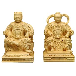 黄杨木雕光泽天王实木雕刻神像摆件脱椅坐椅三太子玄天上帝武财神