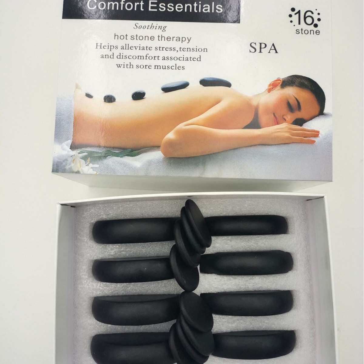 砭石按摩石火山按摩石16件套彩盒包装能量石热石套装美容spa汗蒸