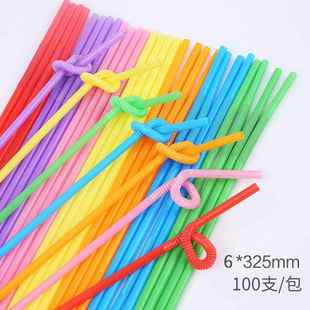 一次性彩色艺术吸管创意儿童手工可弯曲单支独立包装 饮料造型吸管