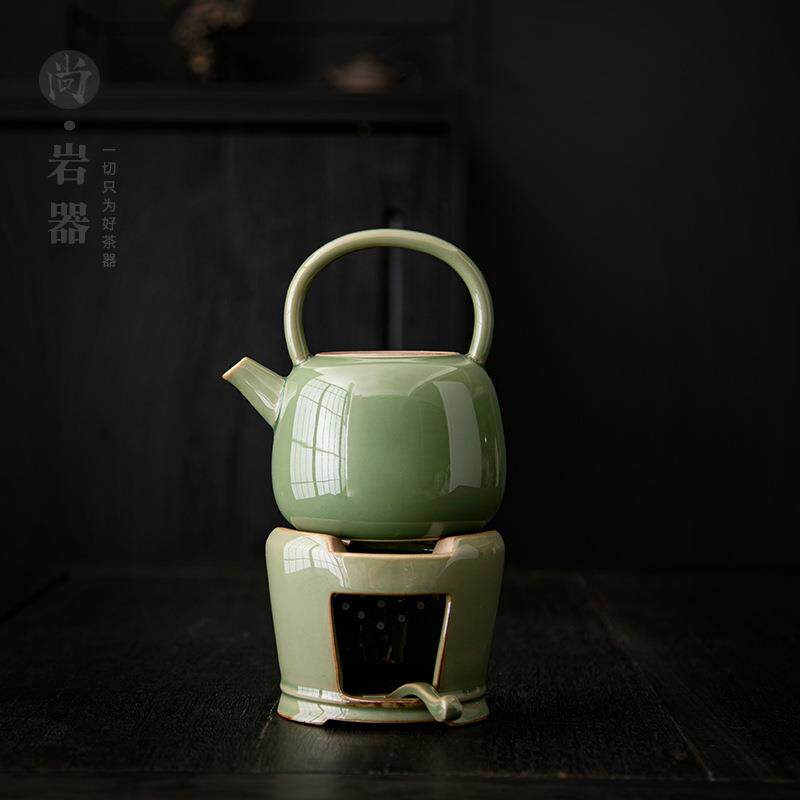 复古温茶炉提梁壶套装陶瓷茶壶功夫暖茶炉单壶蜡烛加热底座茶炉