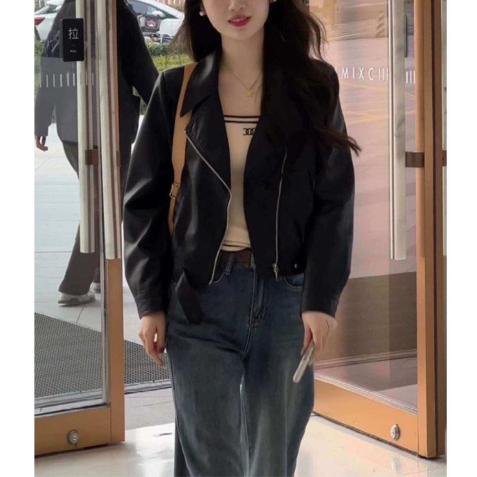 新品黑色短款皮衣外套女春秋2026欧货新款小个子洋气休闲百搭夹克