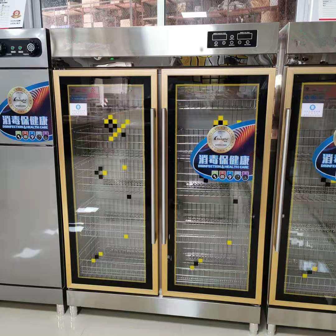 现货商用光波餐具消毒柜 智能定时 酒店食堂学校玻璃门高温消毒机