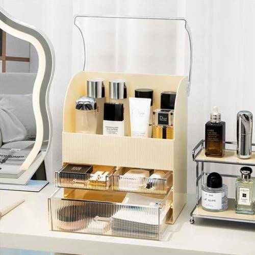 化妆品收纳盒网红桌面防尘护肤品梳妆台置物架子口红家用亚克力箱