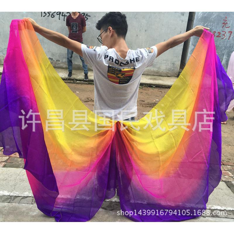 定作肚皮舞纱巾真丝半圆手抛纱印度舞表演半圆双纱渐变手纱巾