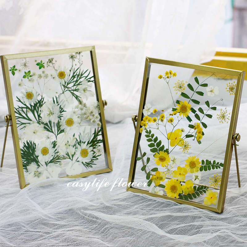 干花金属相框 玻璃植物标本夹照片框 春意压花摆台 小众创意礼品