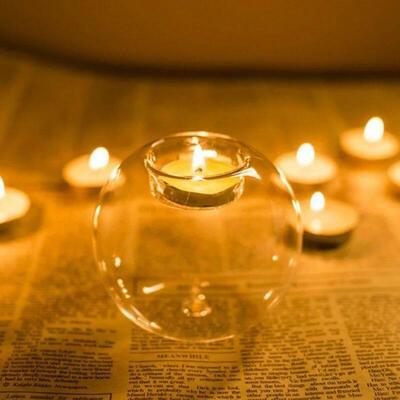 Transparent Glass Candle Holder Wedding Dinner Table Decorat
