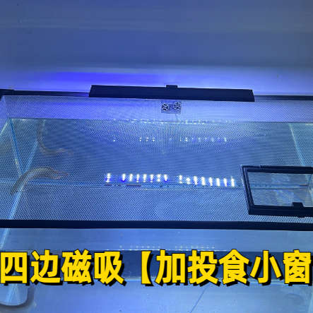 新款加装投喂装置鱼缸防跳网加厚磁条磁吸防逃盖雷龙防跳网防乌龟