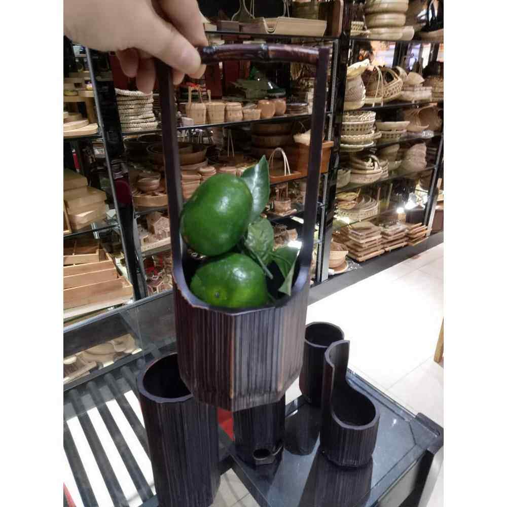 竹筒花器茶花用具竹喽竹竹器竹制酒店桌面摆台用筷子笼复古风筷笼