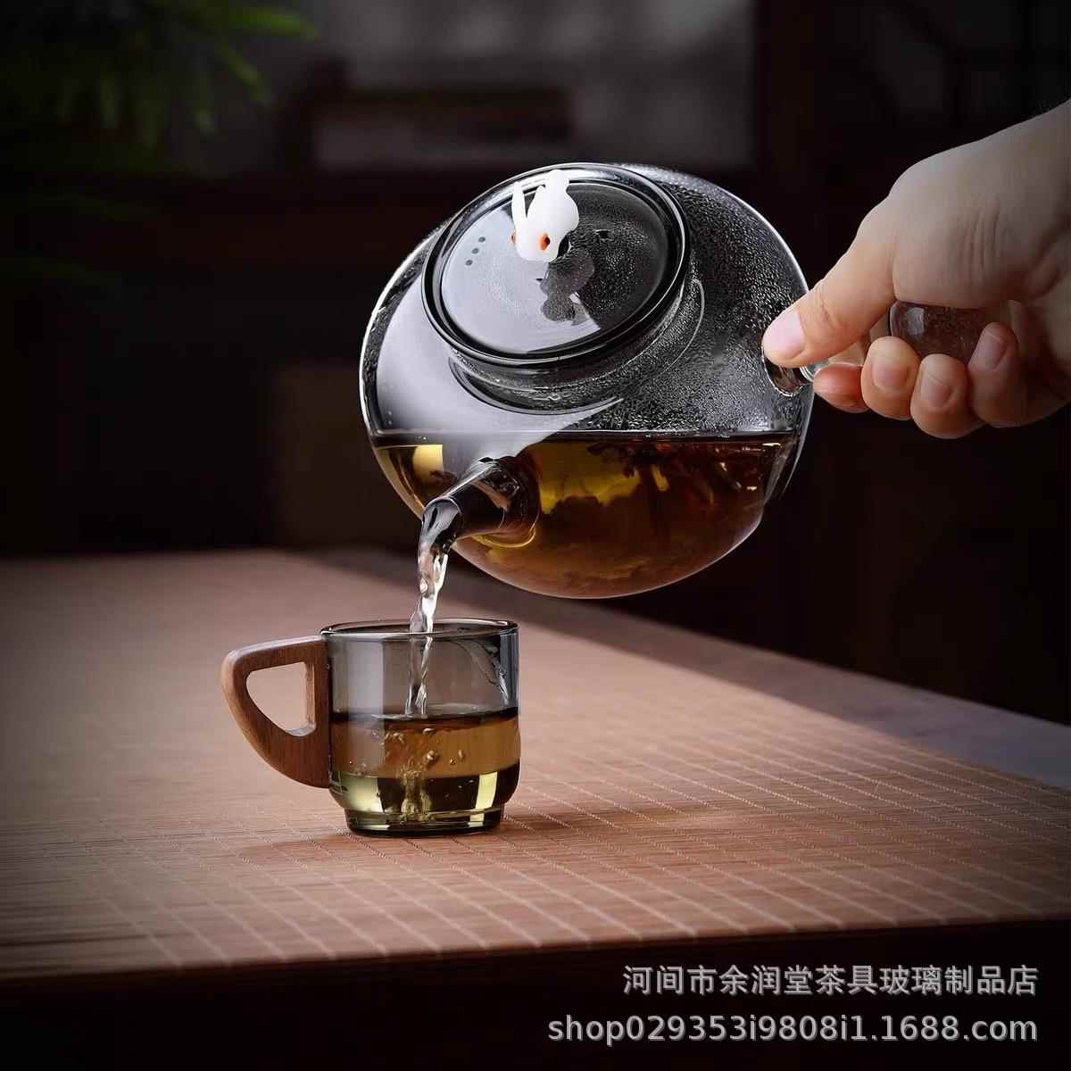 925包邮透手黑高侧硼硅耐热璃把单壶煮茶玻壶泡茶专用烧水壶创意