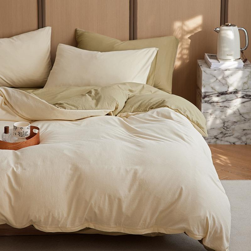 类床天竺针棉裸睡四件套纯棉纯色织棉全棉被套床A笠单628风向6床