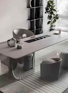 阳ECQ台茶桌轻奢代岩板亚克客力悬现浮座茶盘电器一体底家居厅茶