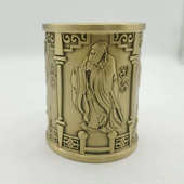 批发笔工艺品琴棋书画黄铜摆件装 笔筒收纳办公室笔筒孔孟精雕