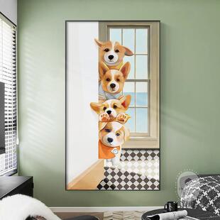 网红北欧卧室简房可间装画画爱狗狗书房壁画画现代客约玄饰关厅过