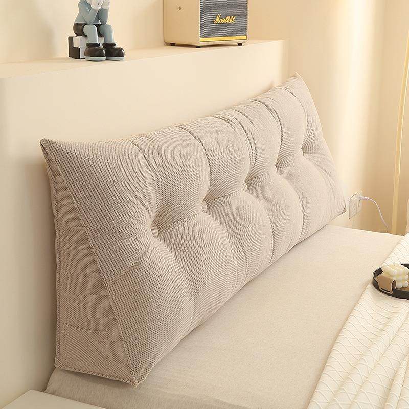 床头软包大靠垫卧室床上双人靠垫靠背枕纯色长三角靠垫护腰可拆洗