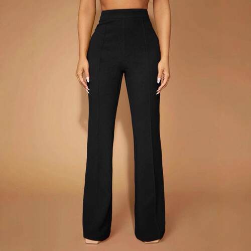 Women's High Waist Straight Leg Long Pants  High Elasticity