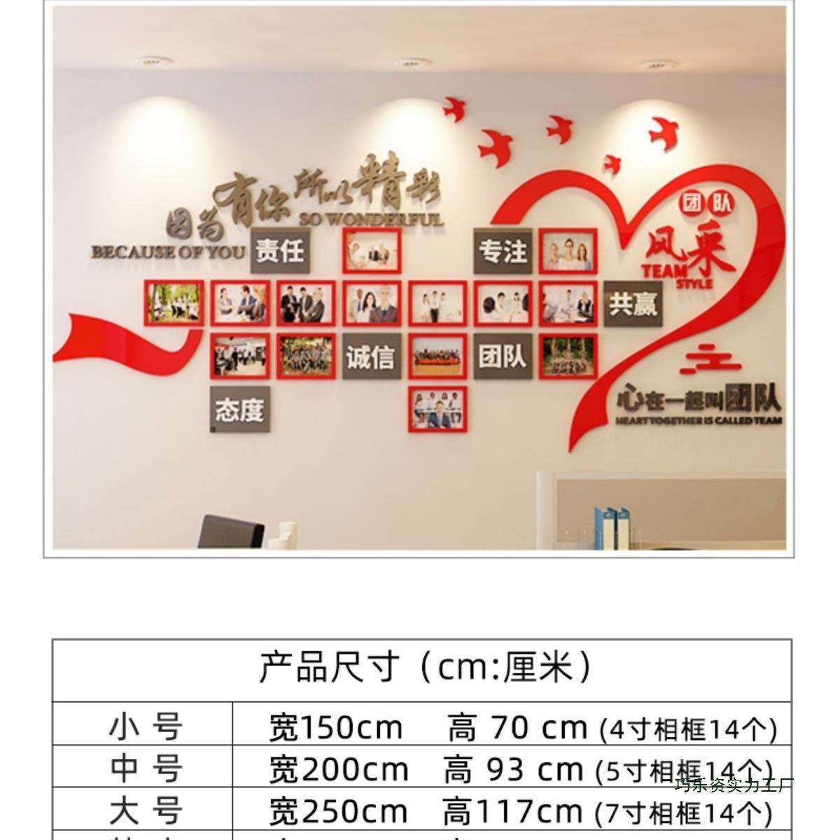 公司企业文化相框照片墙布置团队激励口号励志墙贴办公室装饰标语