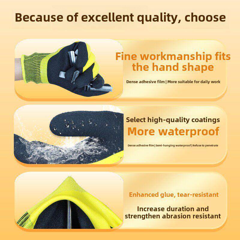 创鑫L868劳保手套耐磨防水半挂乳胶泡沫防滑透气工地橡胶加厚