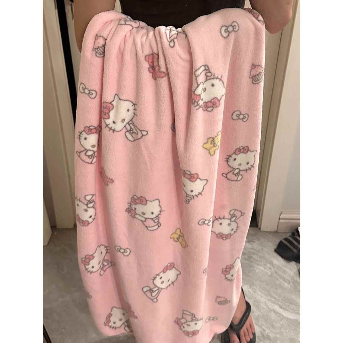可爱粉kitty大浴巾女宿舍家用洗澡成人毛巾学生珊瑚绒吸水速干