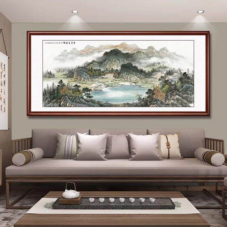 富春山居图背有靠山办公室装饰画客厅背景墙挂画山水风景画字画