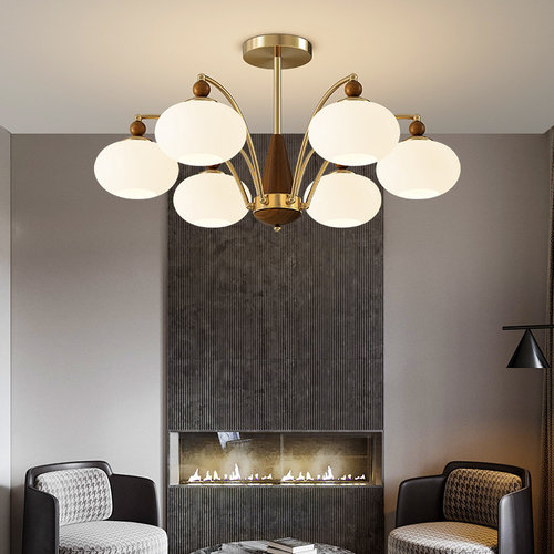 灯卧屋奶油客厅复古感主全法式吊灯现代客厅书房组合风中古灯高级