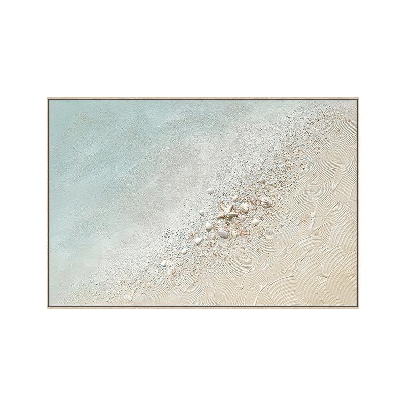 工厂热卖海洋贝壳肌理画纯手绘油画客厅铝合金装饰画玄关挂画批发图片