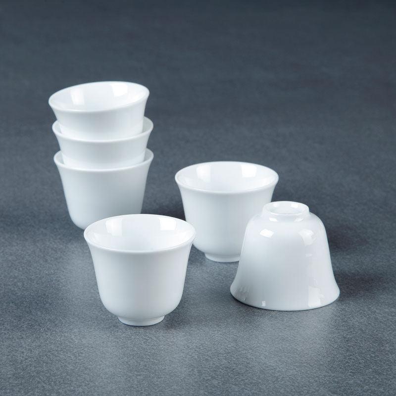 白瓷功夫小茶杯陶瓷泡茶玉兰个人主人杯闻香杯家用白酒杯子小酒盅