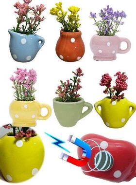 6pcs Cute Plant Fridge Magnets Mini Ceramic Vase Fridge