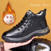 羊毛加绒保暖皮鞋 棉鞋 防滑高帮皮毛一体雪地靴 ROSE男鞋 ELEGANT
