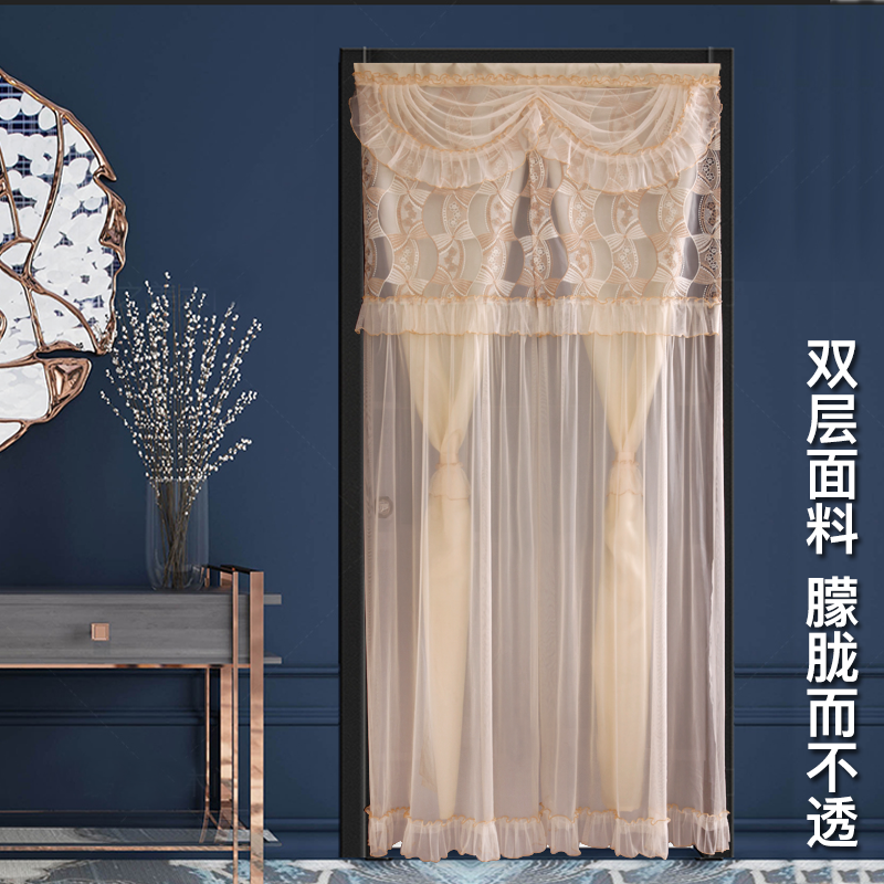 蕾丝布艺门帘长帘玄关帘卧室厨房整片帘隔断室内装饰帘半帘可定制