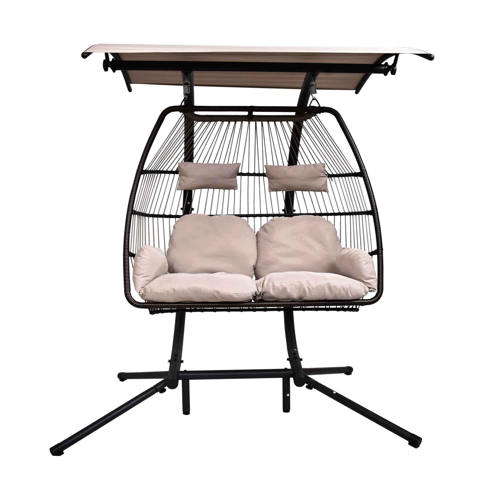 境网红户鸟外人休闲铁艺HW-108双吊篮阳台庭院两人秋千巢跨吊椅懒