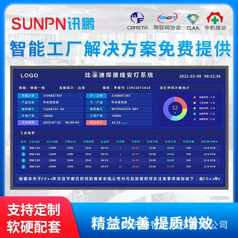 新能源工厂安灯呼叫看板系统车间无线ANDON暗灯解决方案